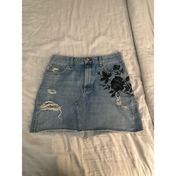 RAG & BONE Dive Denim Embroidered Mini Skirt Sz 27 - Picture 6 of 10